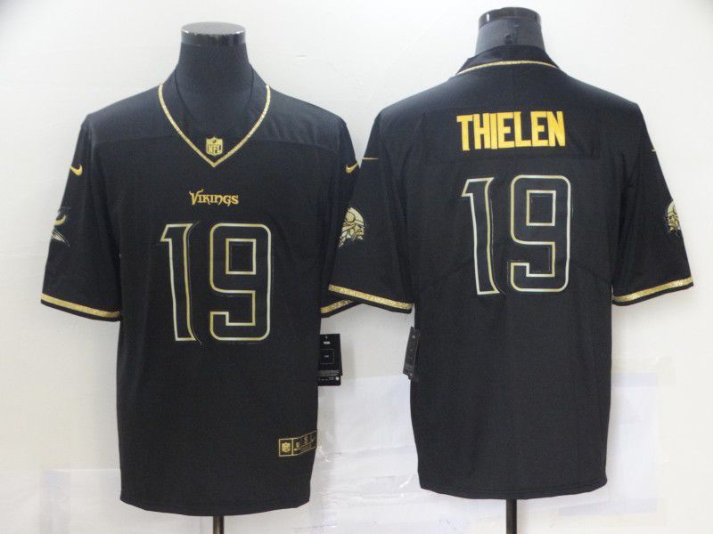Men Minnesota Vikings #19 Thielen Black Retro Gold Lettering 2021 Nike NFL Jersey->tennessee titans->NFL Jersey